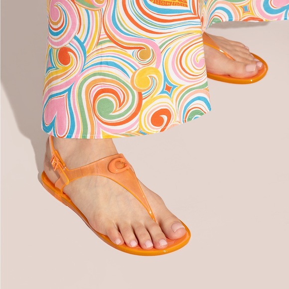 Coach Natalee Jelly Sandals Orange - Picture 1 of 6